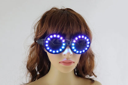 Full Color LED Glasses Rainbow Neon Light Glasses USB Port Rezz Luminous Goggles Sunglasses Carnival EDM Show Lighting Props