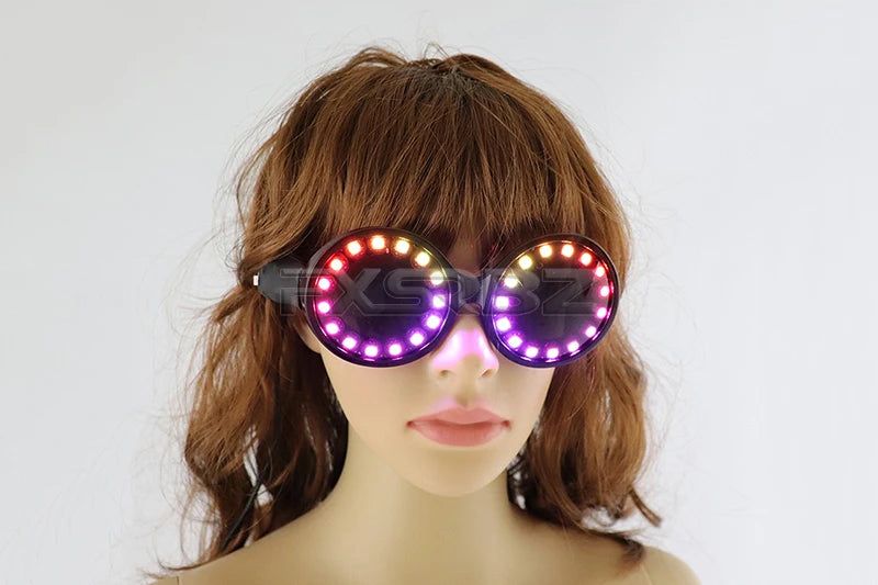 Full Color LED Glasses Rainbow Neon Light Glasses USB Port Rezz Luminous Goggles Sunglasses Carnival EDM Show Lighting Props