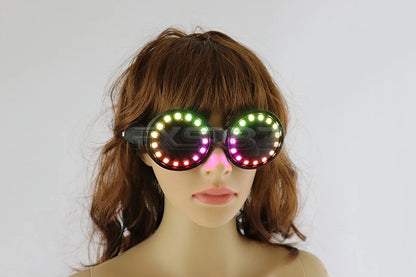 Full Color LED Glasses Rainbow Neon Light Glasses USB Port Rezz Luminous Goggles Sunglasses Carnival EDM Show Lighting Props