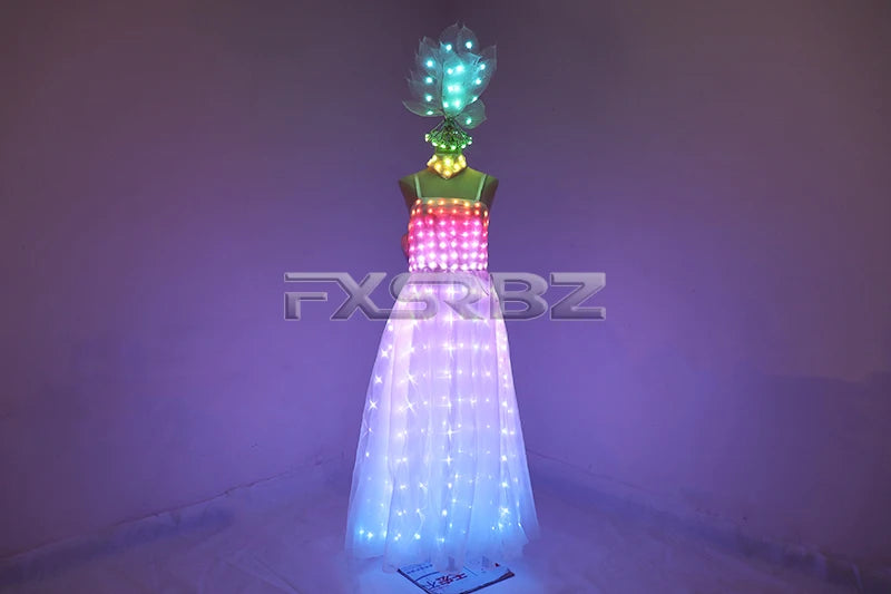 Full Color LED Wedding Dress Women Luminous Wings Suit Fluorescent Butterfly LED Skirt Ballet Wedding Performance Costumes