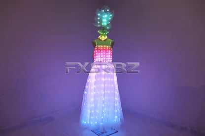 Full Color LED Wedding Dress Women Luminous Wings Suit Fluorescent Butterfly LED Skirt Ballet Wedding Performance Costumes