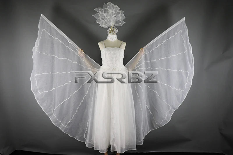 Full Color LED Wedding Dress Women Luminous Wings Suit Fluorescent Butterfly LED Skirt Ballet Wedding Performance Costumes