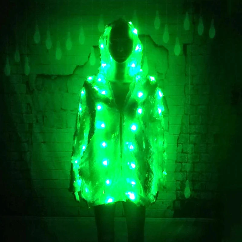 LED Stage Female Sequins Coat Luminous Clothes Casaco Feminino Show For Dancer Singer Star Multiple Lighting Effects LED Costume