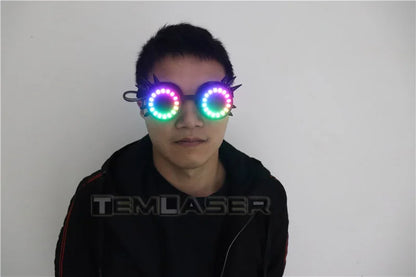 Pixel Pro LED Goggles Kaleidoscope Lenses Over 350 Modes Intense Lights EDM DJ Rave Costume Party SunGlasses Halloween