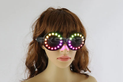 Full Color LED Glasses Rainbow Neon Light Glasses USB Port Rezz Luminous Goggles Sunglasses Carnival EDM Show Lighting Props