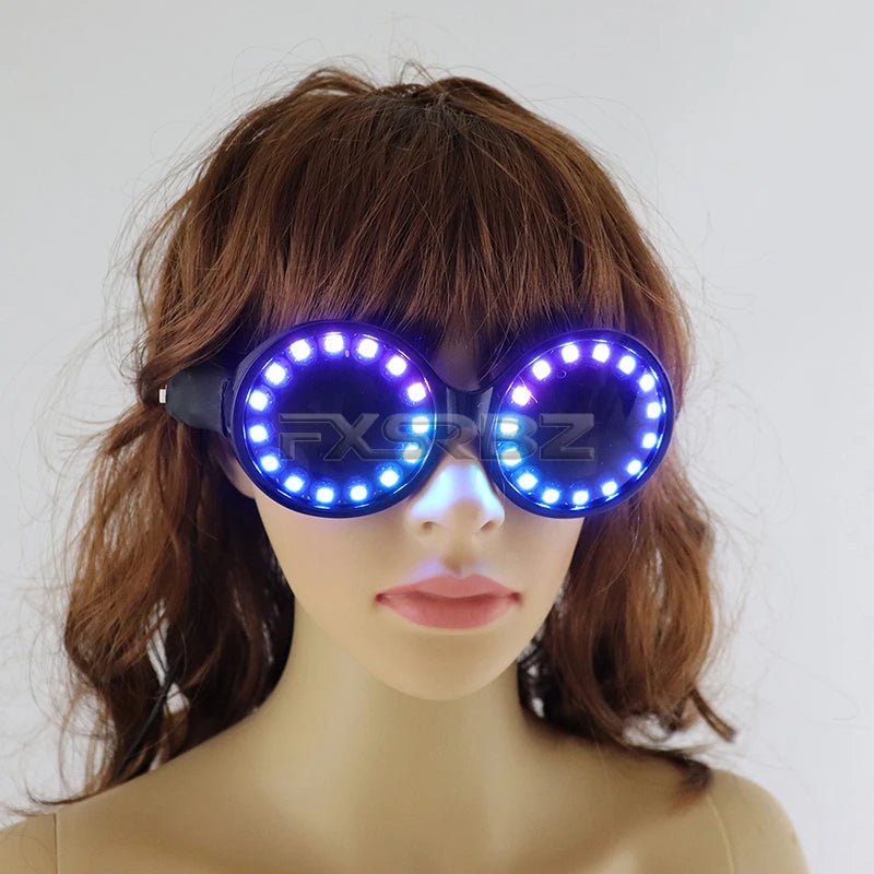 Full Color LED Glasses Rainbow Neon Light Glasses USB Port Rezz Luminous Goggles Sunglasses Carnival EDM Show Lighting Props