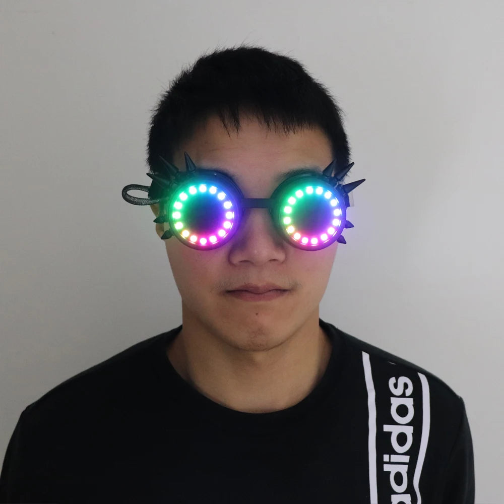 Pixel Pro LED Goggles Kaleidoscope Lenses Over 350 Modes Intense Lights EDM DJ Rave Costume Party SunGlasses Halloween