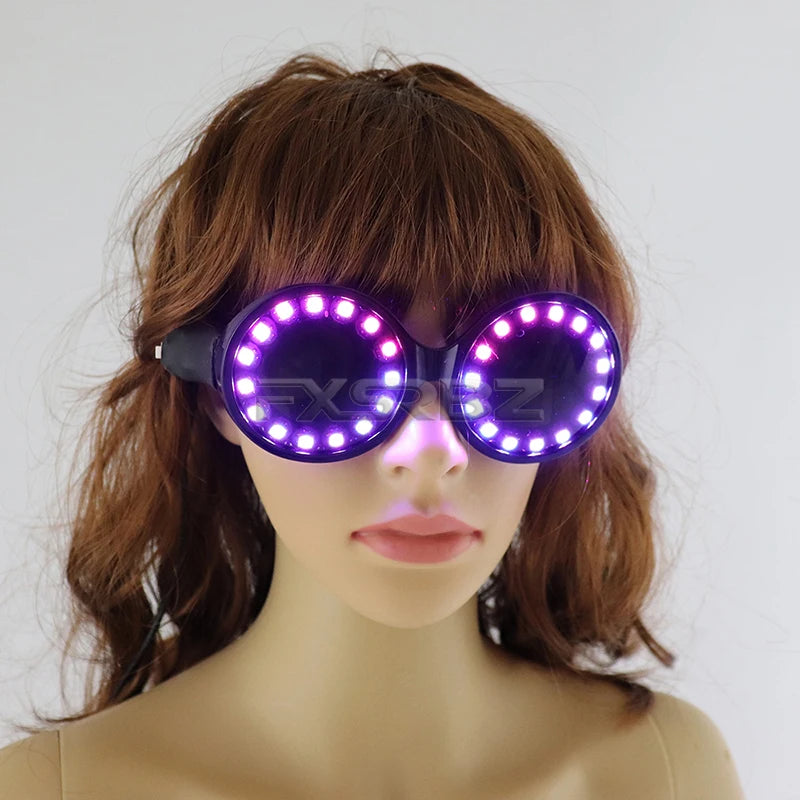 Full Color LED Glasses Rainbow Neon Light Glasses USB Port Rezz Luminous Goggles Sunglasses Carnival EDM Show Lighting Props