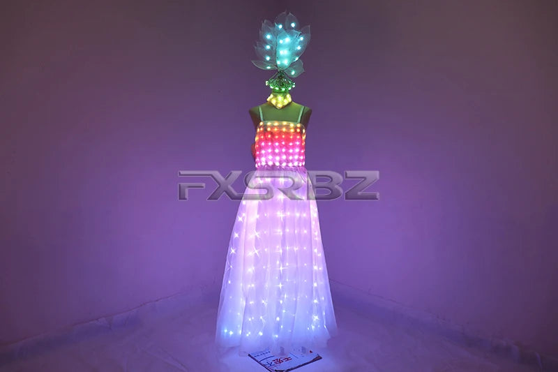 Full Color LED Wedding Dress Women Luminous Wings Suit Fluorescent Butterfly LED Skirt Ballet Wedding Performance Costumes