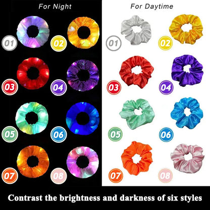 Popular Flashing Light Up Girls Hair Tie LED Luminous Scrunchies Headwear Women Scrunchy Hair Rope Hairband Accessories