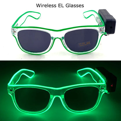 Wireless LED Glasses Party Light up Glasses Neon Party Flashing Glasses EL Wire Glowing Glow Sunglasses Bright Light Supplies