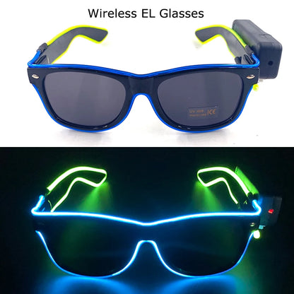 Wireless LED Glasses Party Light up Glasses Neon Party Flashing Glasses EL Wire Glowing Glow Sunglasses Bright Light Supplies