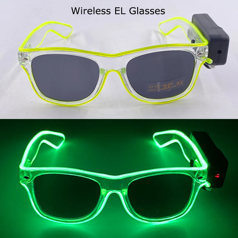 Wireless LED Glasses Party Light up Glasses Neon Party Flashing Glasses EL Wire Glowing Glow Sunglasses Bright Light Supplies