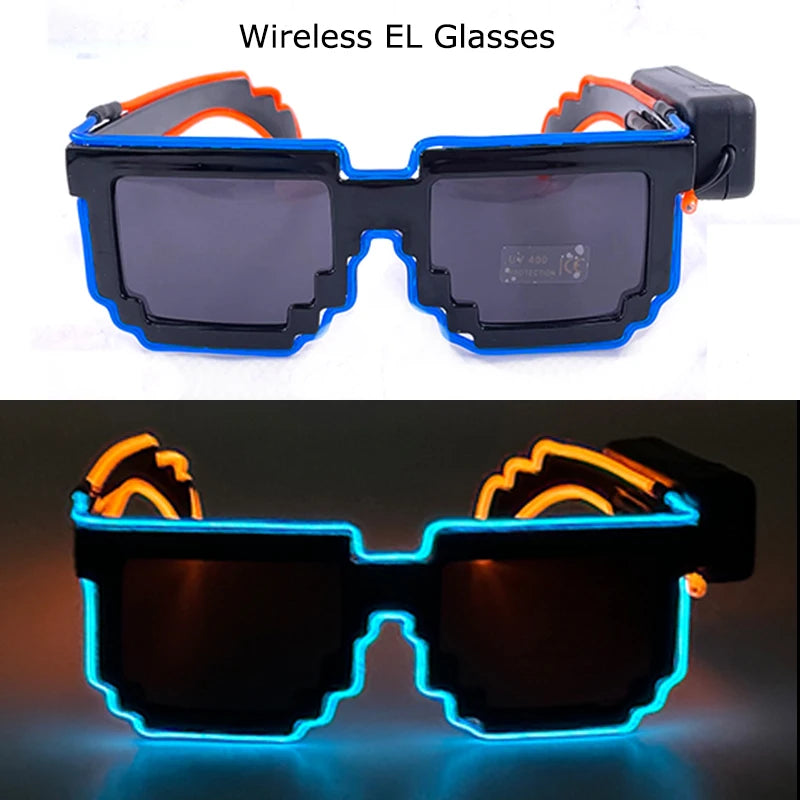 Wireless LED Glasses Party Light up Glasses Neon Party Flashing Glasses EL Wire Glowing Glow Sunglasses Bright Light Supplies