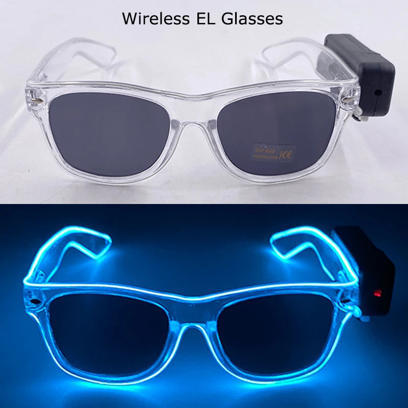 Wireless LED Glasses Party Light up Glasses Neon Party Flashing Glasses EL Wire Glowing Glow Sunglasses Bright Light Supplies