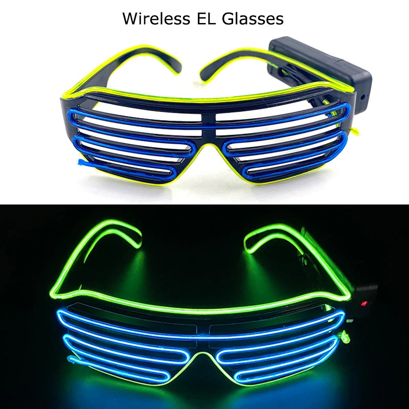 Wireless LED Glasses Party Light up Glasses Neon Party Flashing Glasses EL Wire Glowing Glow Sunglasses Bright Light Supplies