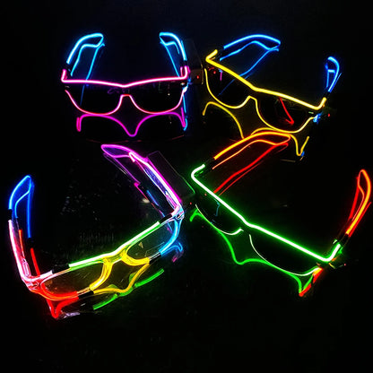 Wireless LED Glasses Party Light up Glasses Neon Party Flashing Glasses EL Wire Glowing Glow Sunglasses Bright Light Supplies