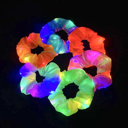 Popular Flashing Light Up Girls Hair Tie LED Luminous Scrunchies Headwear Women Scrunchy Hair Rope Hairband Accessories