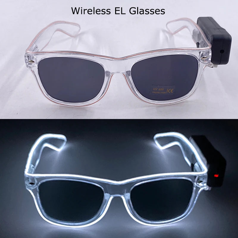 Wireless LED Glasses Party Light up Glasses Neon Party Flashing Glasses EL Wire Glowing Glow Sunglasses Bright Light Supplies