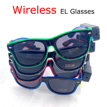 Wireless LED Glasses Party Light up Glasses Neon Party Flashing Glasses EL Wire Glowing Glow Sunglasses Bright Light Supplies