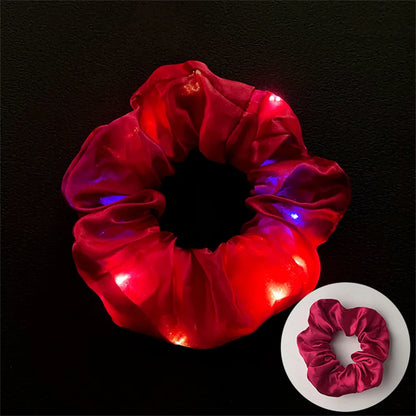 LED Luminous Scrunchies Hairband Women Glowing Elastic Hair Tie Hair Rope Girl Glow in the Dark Party Supplies Hair Accessory