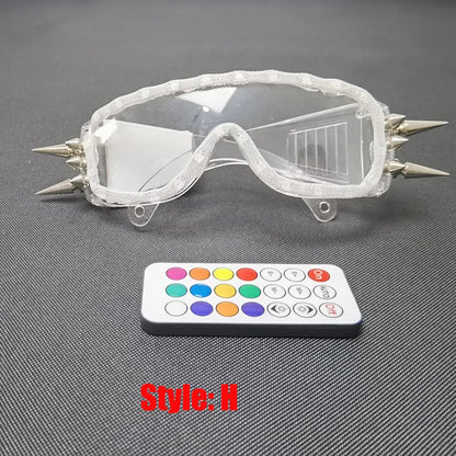 Full color remote control Burst Flashing LED Glow Glasses LED Glasses Rivet Punk Glasses Laser Glasses For Chirstmas Party