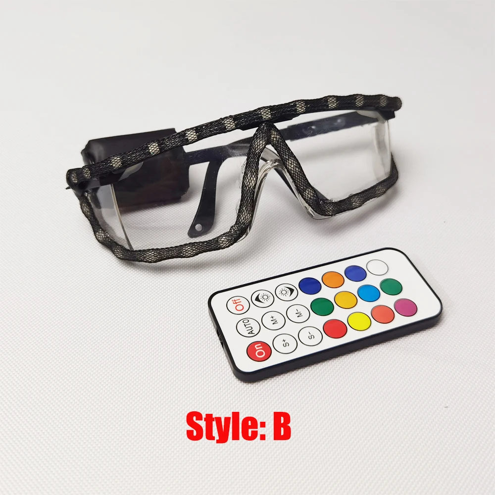 Full color remote control Burst Flashing LED Glow Glasses LED Glasses Rivet Punk Glasses Laser Glasses For Chirstmas Party