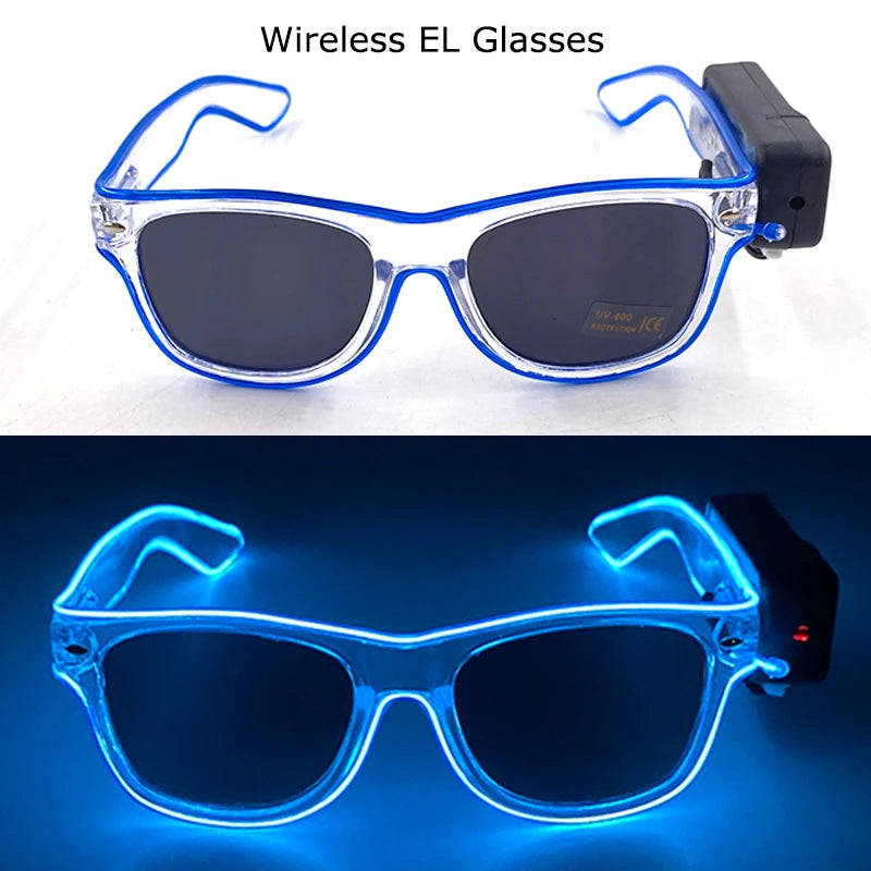 Wireless LED Glasses Party Light up Glasses Neon Party Flashing Glasses EL Wire Glowing Glow Sunglasses Bright Light Supplies