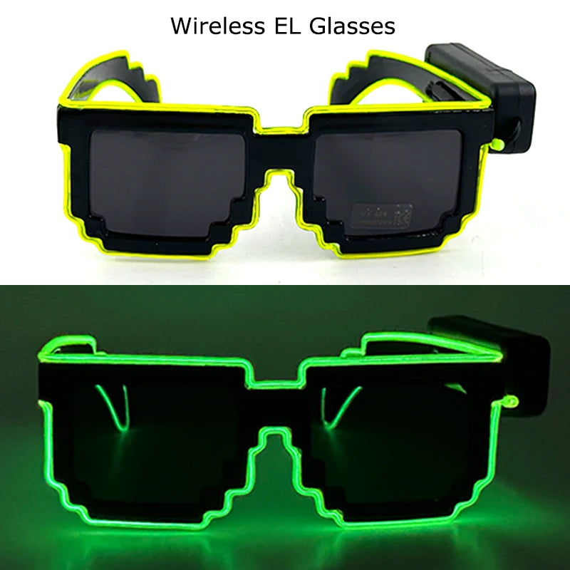 Wireless LED Glasses Party Light up Glasses Neon Party Flashing Glasses EL Wire Glowing Glow Sunglasses Bright Light Supplies