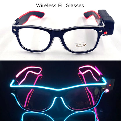 Wireless LED Glasses Party Light up Glasses Neon Party Flashing Glasses EL Wire Glowing Glow Sunglasses Bright Light Supplies