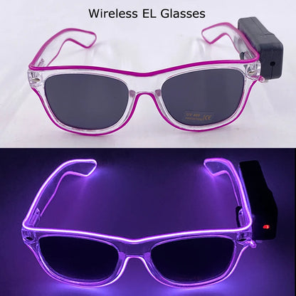 Wireless LED Glasses Party Light up Glasses Neon Party Flashing Glasses EL Wire Glowing Glow Sunglasses Bright Light Supplies