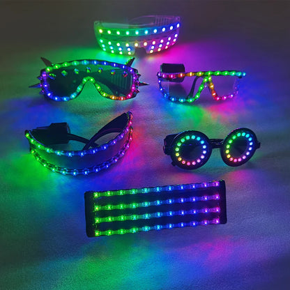 Full color remote control Burst Flashing LED Glow Glasses LED Glasses Rivet Punk Glasses Laser Glasses For Chirstmas Party