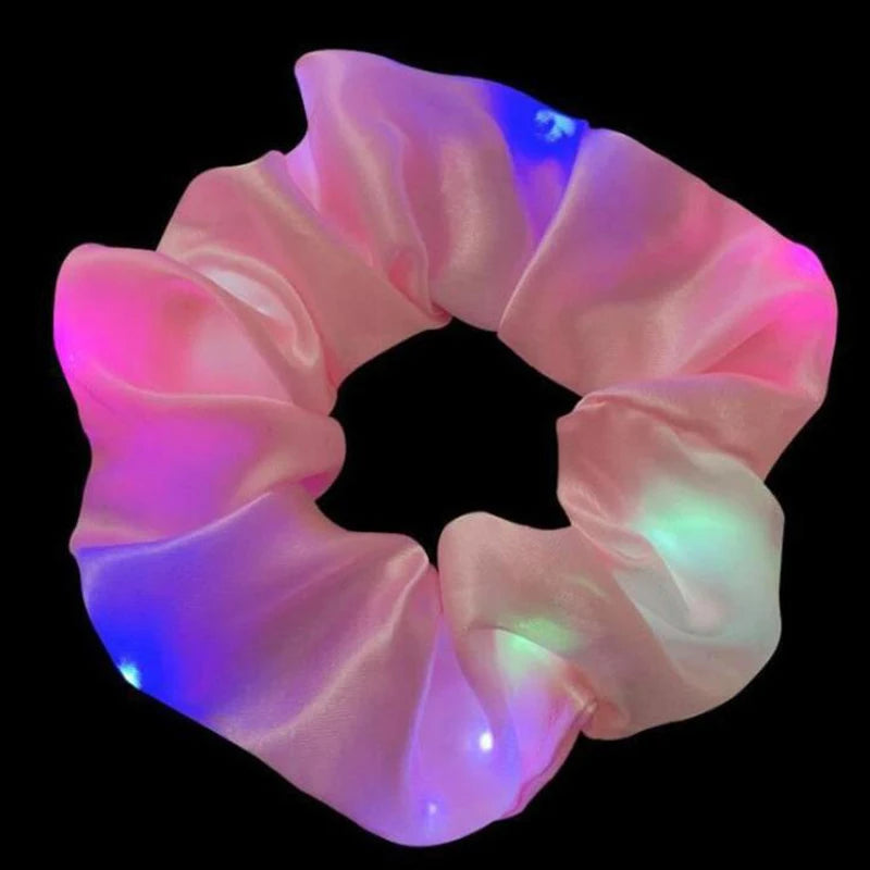 Popular Flashing Light Up Girls Hair Tie LED Luminous Scrunchies Headwear Women Scrunchy Hair Rope Hairband Accessories