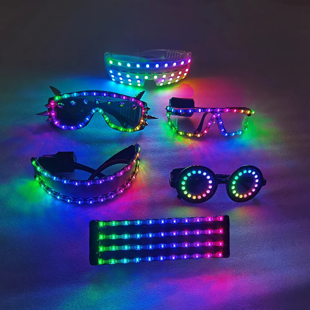 Full color remote control Burst Flashing LED Glow Glasses LED Glasses Rivet Punk Glasses Laser Glasses For Chirstmas Party