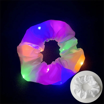 LED Luminous Scrunchies Hairband Women Glowing Elastic Hair Tie Hair Rope Girl Glow in the Dark Party Supplies Hair Accessory