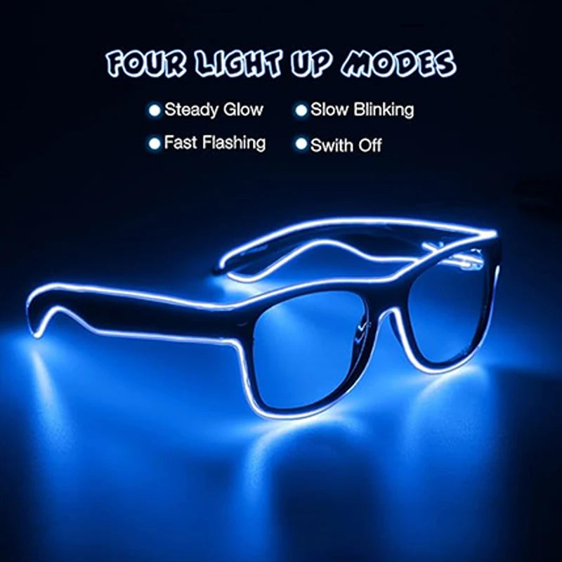 Wireless LED Glasses Party Light up Glasses Neon Party Flashing Glasses EL Wire Glowing Glow Sunglasses Bright Light Supplies