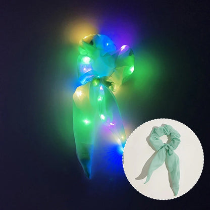 Popular Flashing Light Up Girls Hair Tie LED Luminous Scrunchies Headwear Women Scrunchy Hair Rope Hairband Accessories