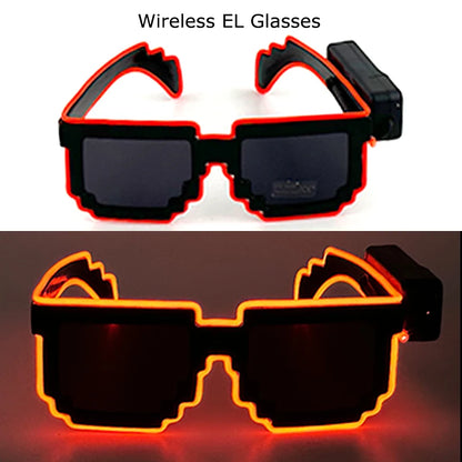 Wireless LED Glasses Party Light up Glasses Neon Party Flashing Glasses EL Wire Glowing Glow Sunglasses Bright Light Supplies