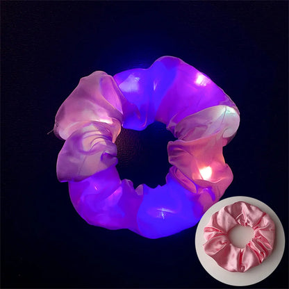 LED Luminous Scrunchies Hairband Women Glowing Elastic Hair Tie Hair Rope Girl Glow in the Dark Party Supplies Hair Accessory