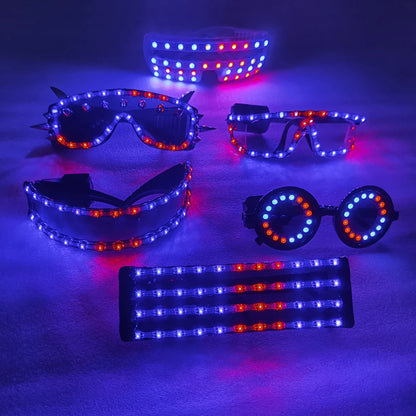 Full color remote control Burst Flashing LED Glow Glasses LED Glasses Rivet Punk Glasses Laser Glasses For Chirstmas Party