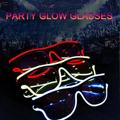 Wireless LED Glasses Party Light up Glasses Neon Party Flashing Glasses EL Wire Glowing Glow Sunglasses Bright Light Supplies