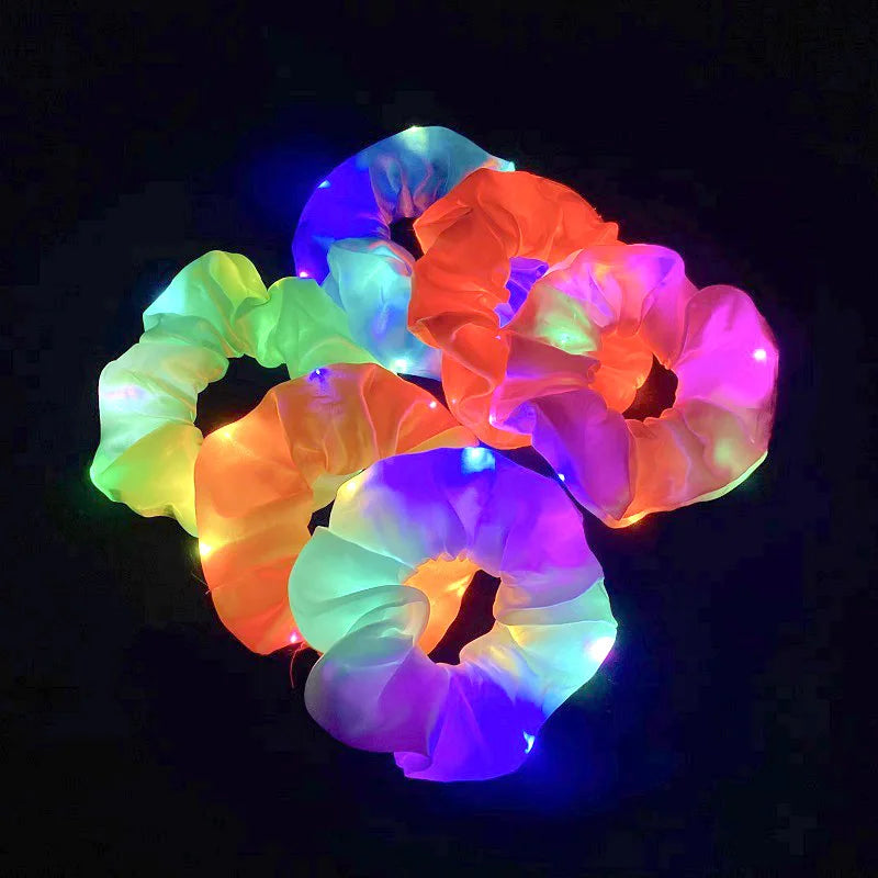 Popular Flashing Light Up Girls Hair Tie LED Luminous Scrunchies Headwear Women Scrunchy Hair Rope Hairband Accessories