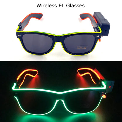 Wireless LED Glasses Party Light up Glasses Neon Party Flashing Glasses EL Wire Glowing Glow Sunglasses Bright Light Supplies