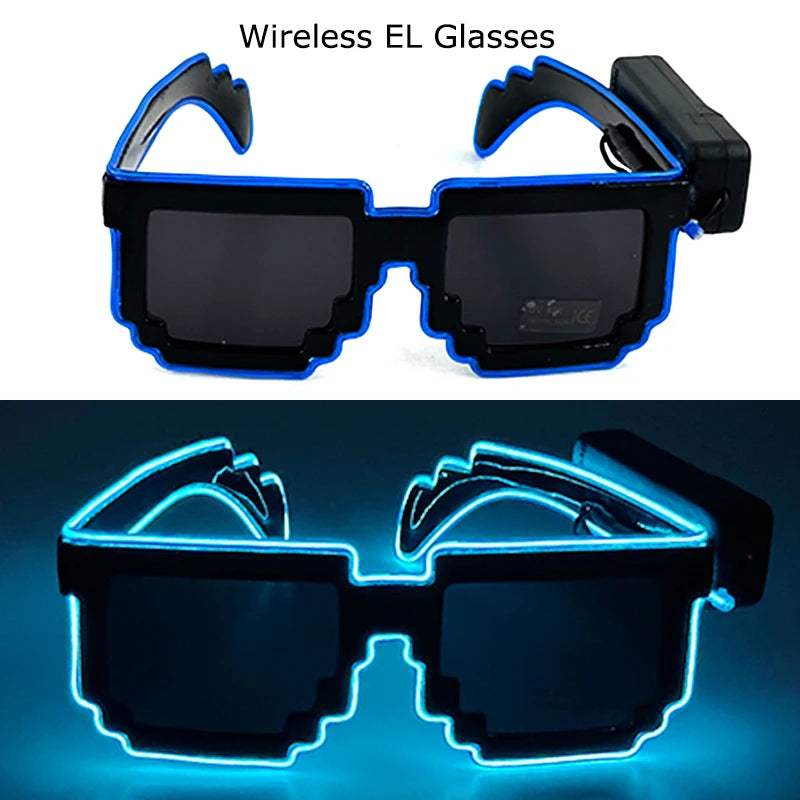 Wireless LED Glasses Party Light up Glasses Neon Party Flashing Glasses EL Wire Glowing Glow Sunglasses Bright Light Supplies