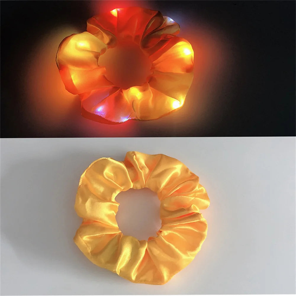 LED Luminous Scrunchies Hairband Women Glowing Elastic Hair Tie Hair Rope Girl Glow in the Dark Party Supplies Hair Accessory