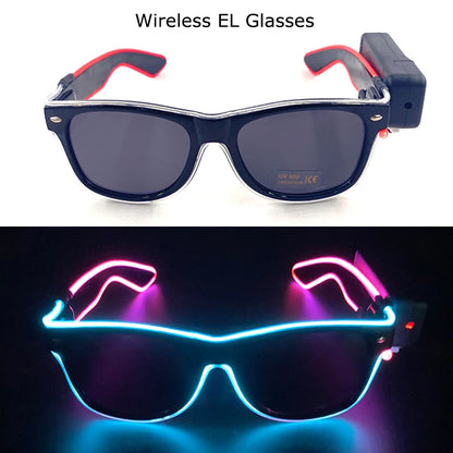 Wireless LED Glasses Party Light up Glasses Neon Party Flashing Glasses EL Wire Glowing Glow Sunglasses Bright Light Supplies