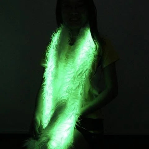 LED luminous scarf, plush scarf, winter warmth, luminous clothing, novel and creative flash neckband in the bar