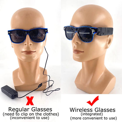 Wireless LED Glasses Party Light up Glasses Neon Party Flashing Glasses EL Wire Glowing Glow Sunglasses Bright Light Supplies