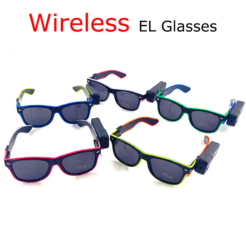 Wireless LED Glasses Party Light up Glasses Neon Party Flashing Glasses EL Wire Glowing Glow Sunglasses Bright Light Supplies