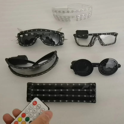 Full color remote control Burst Flashing LED Glow Glasses LED Glasses Rivet Punk Glasses Laser Glasses For Chirstmas Party